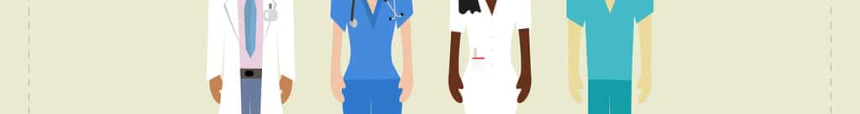 ilustração de equipe de saúde e as normas de medicina do trabalho